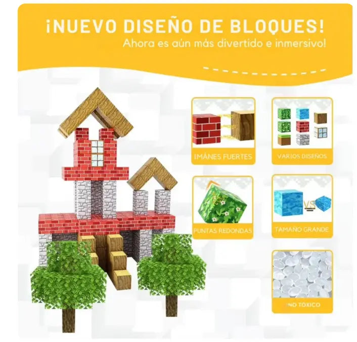 Bloques Magnéticos Tipo Minecraft 28 Piezas