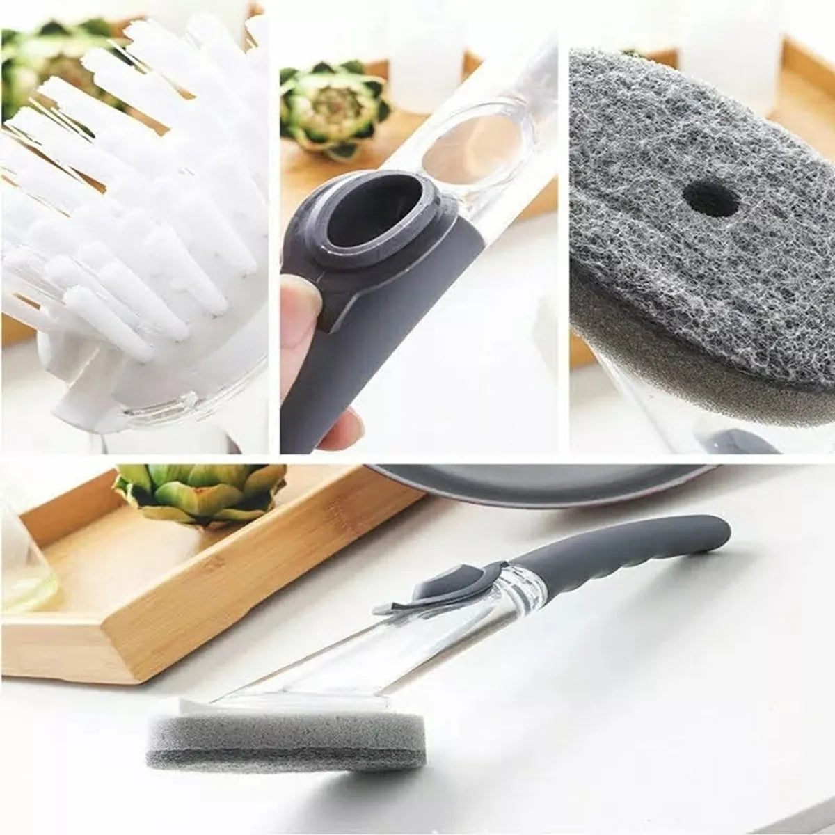 CEPILLO DISPENSADOR JABON LIMPIEZA HOGAR