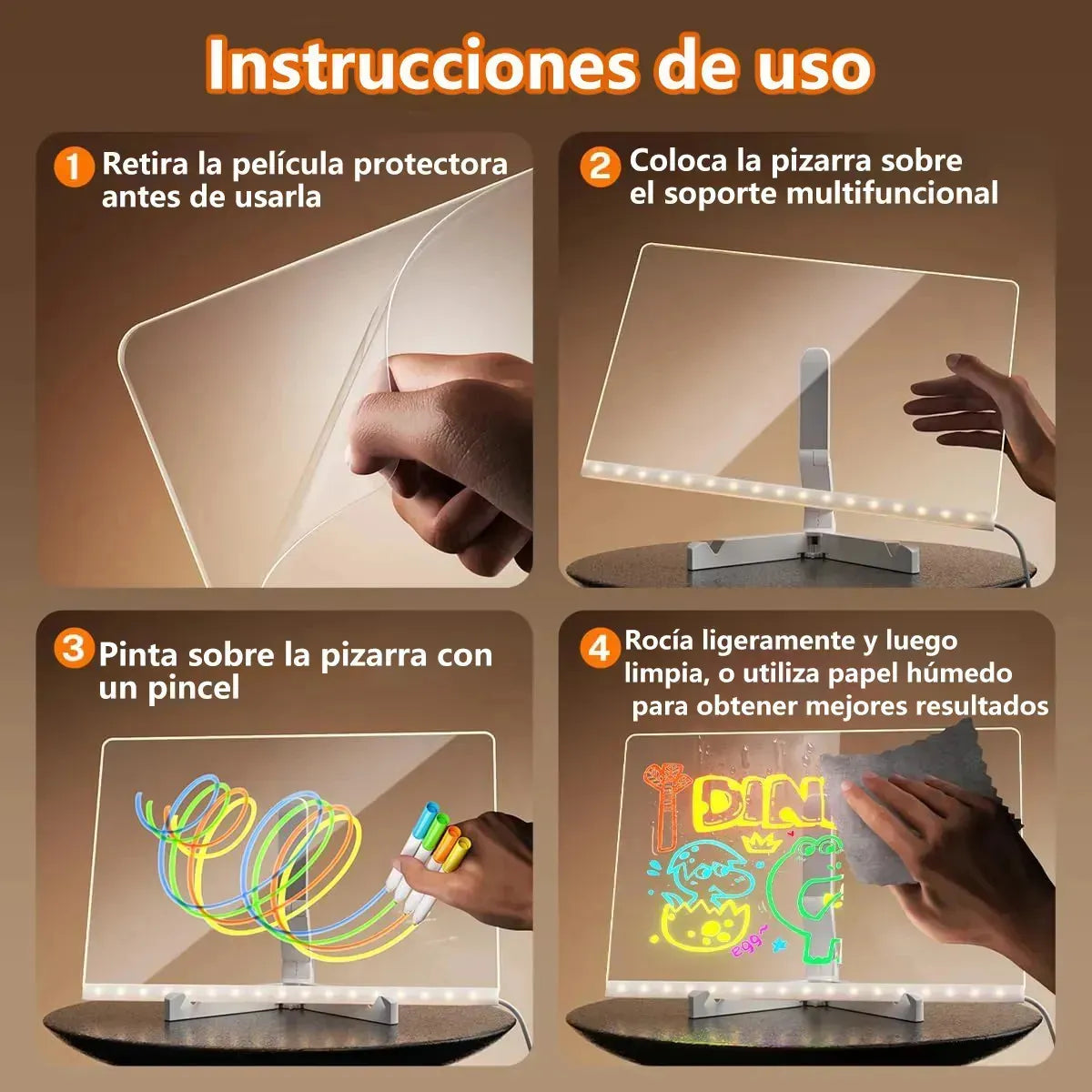 Pizarra Mágica 20cm X 30cm Luz Led Usb