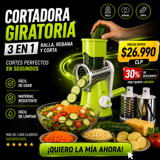 Cortadora Giratoria 3 En 1 - Pica, Ralla y Corta