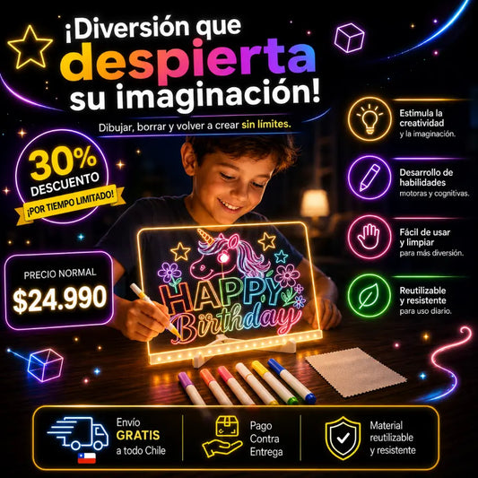 Pizarra Mágica 20cm X 30cm Luz Led Usb